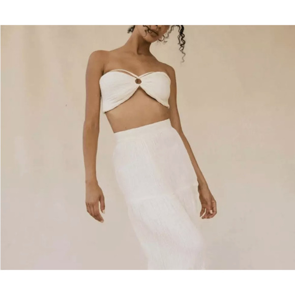 Savannah Morrow Summer Top in Cream Bandeau Crop Top NWT Small - Picture 6 of 12